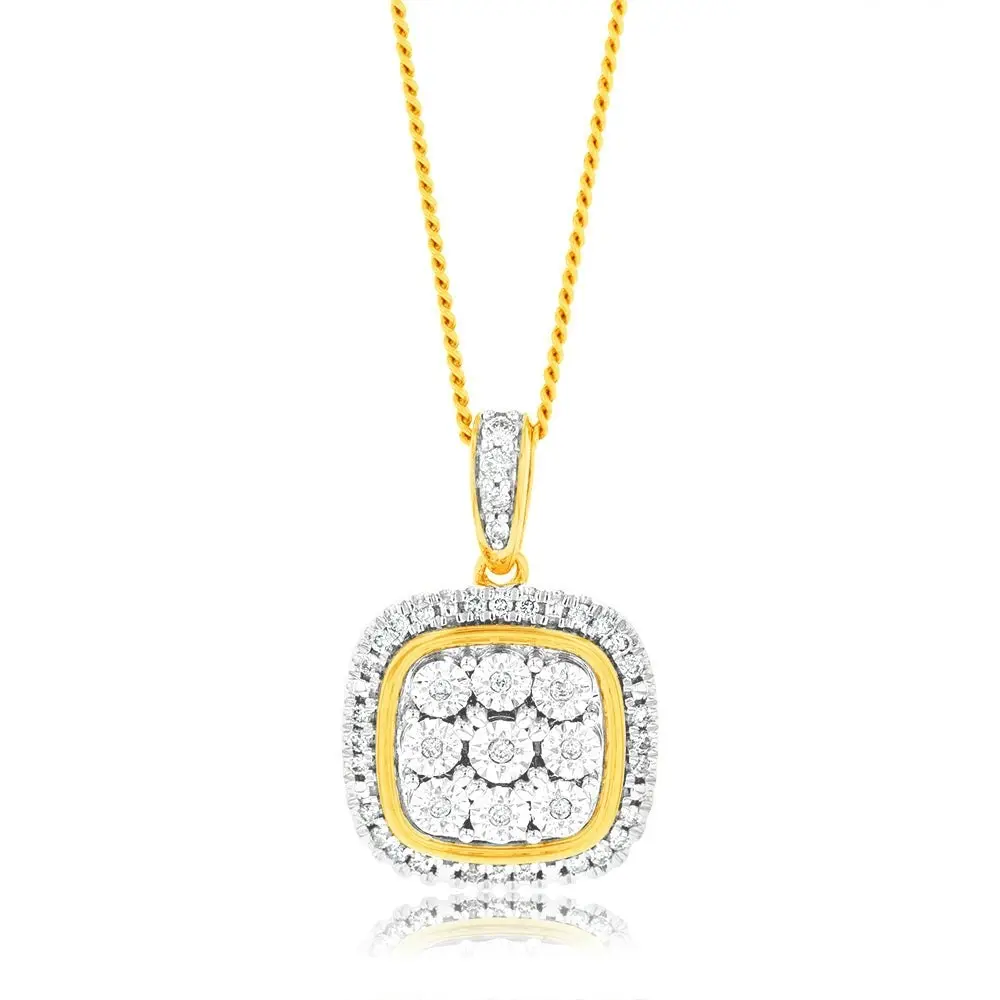 9ct Yellow Gold 1/6 Carat Diamond Pendant