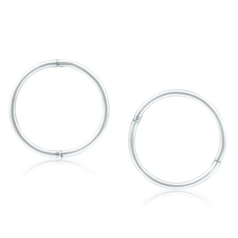 Sterling Silver Plain Sleeper 13mm Earrings