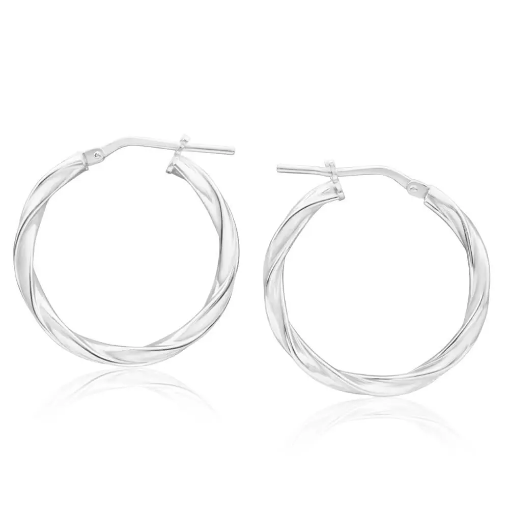 Sterling Silver 20mm Twisted Hoop Earrings