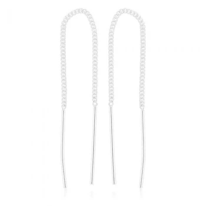 Sterling Silver Bar Drop Threader Earrings