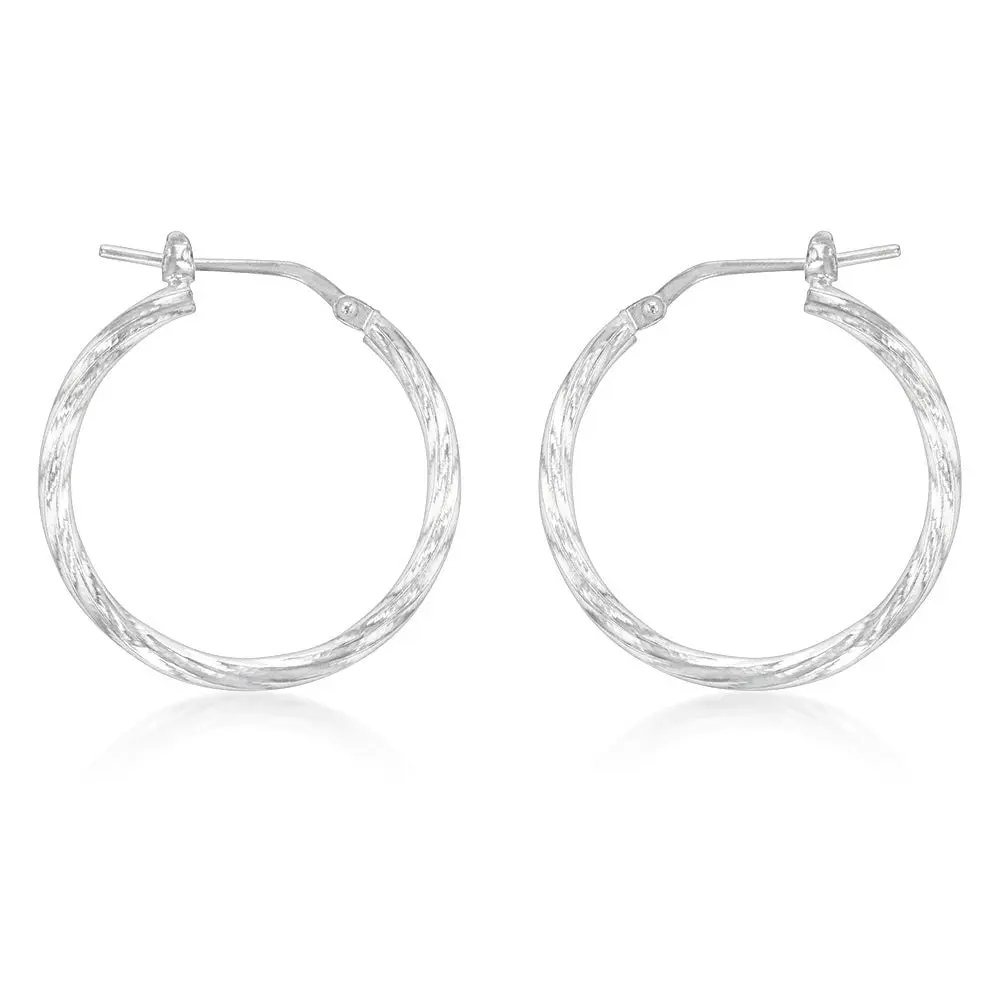 Sterling Silver Twisted 20mm Hoop Earrings