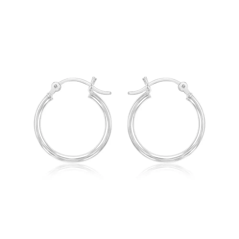 Sterling Silver Plain Round 20mm Hoop Earrings