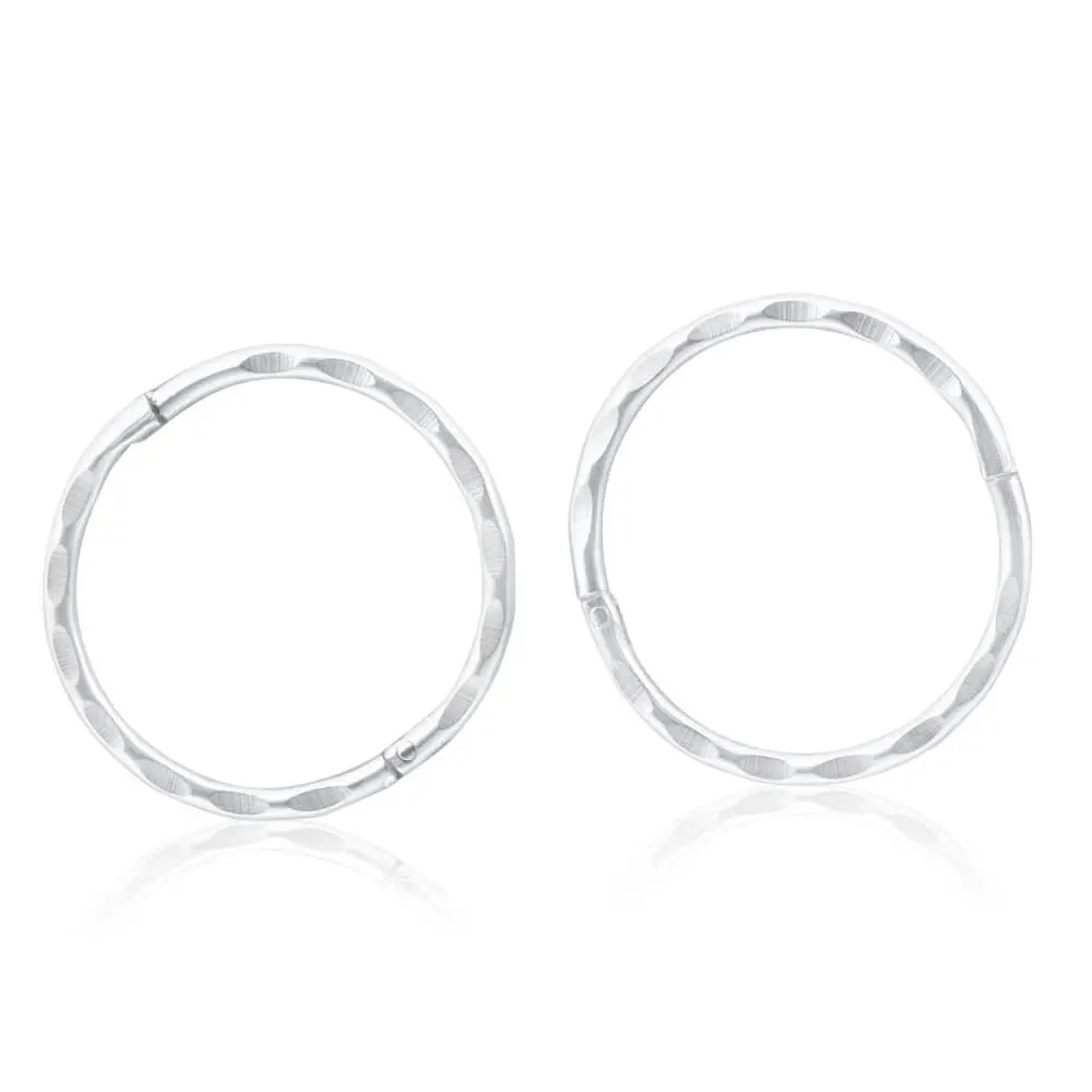 Sterling Silver Faceted Sleeper 13mm Earrings