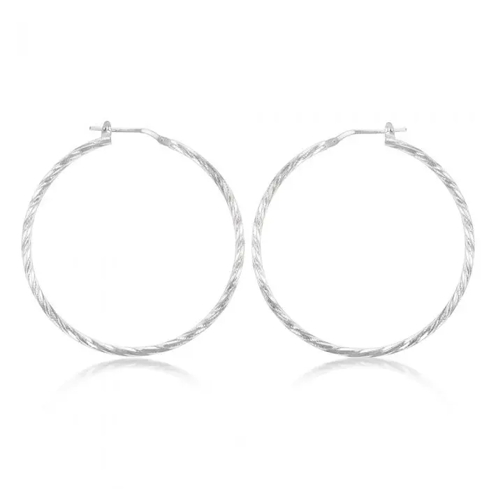 Sterling Silver Twisted 40mm Hoop Earrings