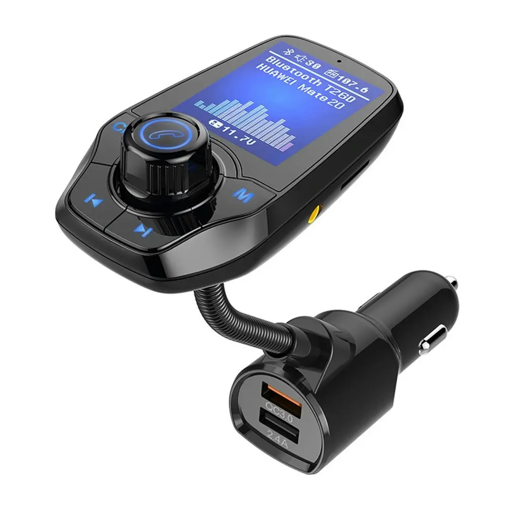 1.8 Inch Hands-Free Bluetooth FM Transmitter in-Car Wireless Radio Adapter Kit