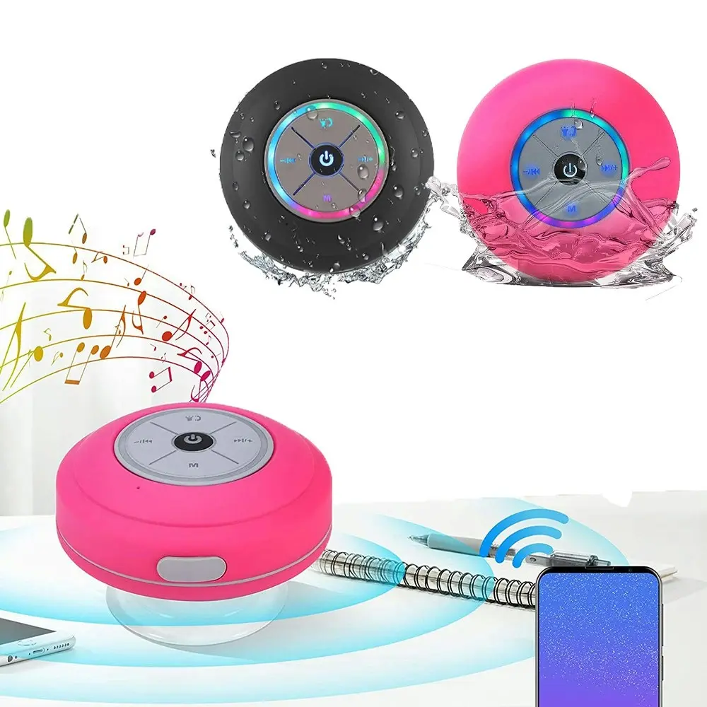 Colorful LED suction cup waterproof music Bluetooth speaker