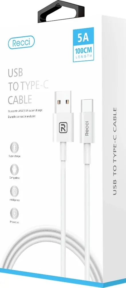 Recci USB to Type-C Super Charge Cable White