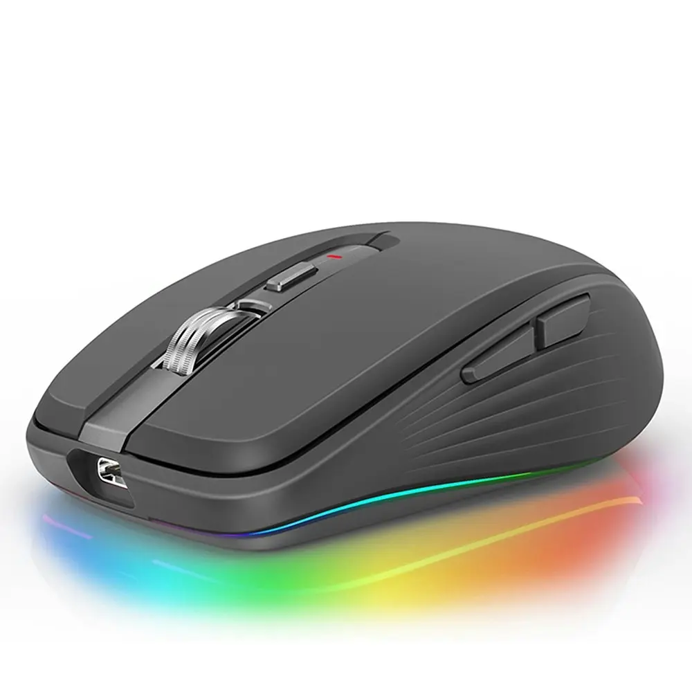 Wireless Computer Mouse, Dual Mode Mouse with RGB LED Lights