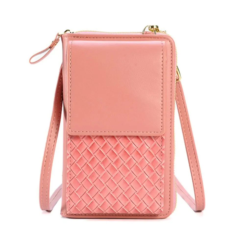 Woven leather bag crossbody phone bag for women