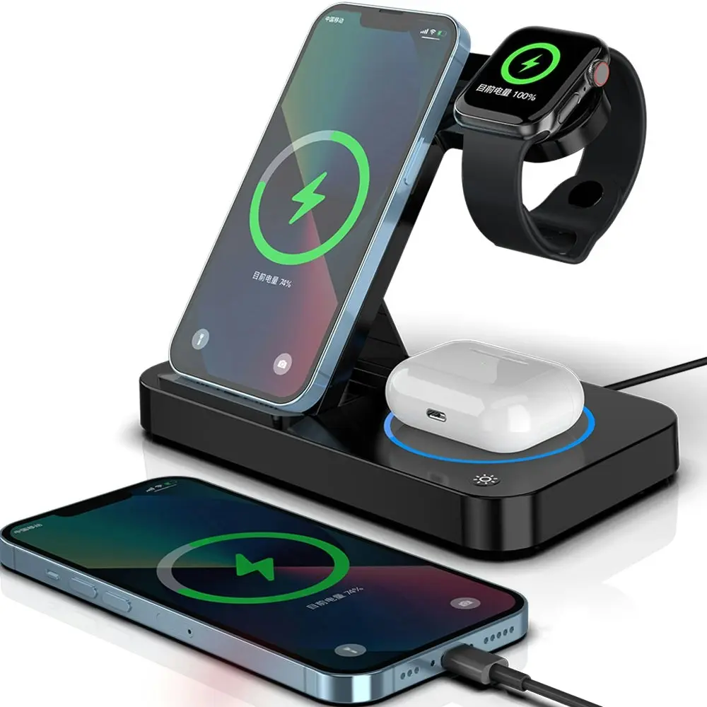 Multifunctional Foldable 4-in-1 Wireless Charging 15W Wireless Charger