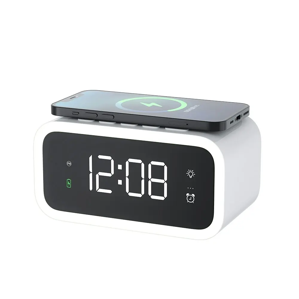 Multifunctional Wireless Charging Night Light Clock Bedside Led Light