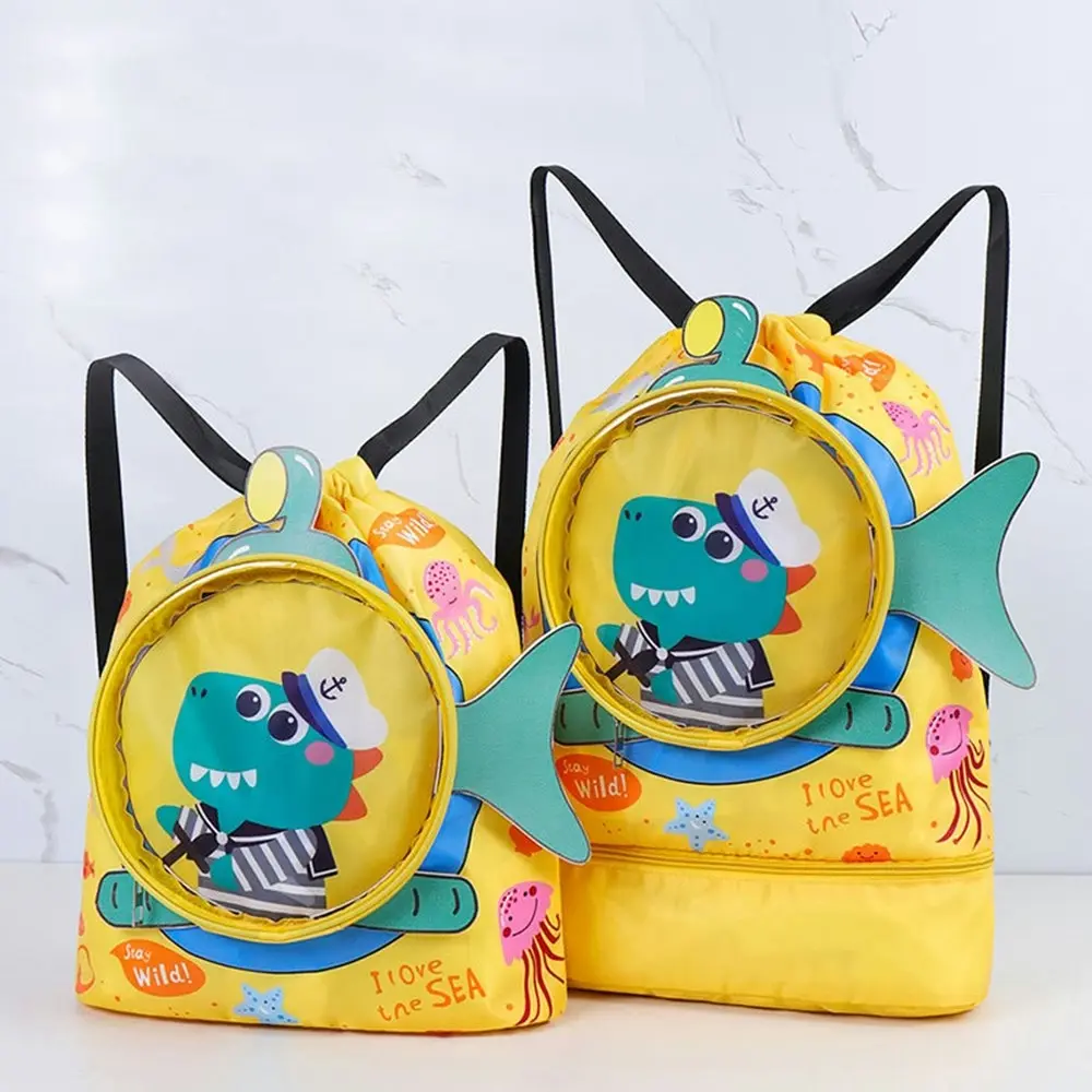 Children Waterproof Swimming Bag Dry Wet Separation Beam Mouth Backpack-Yellow