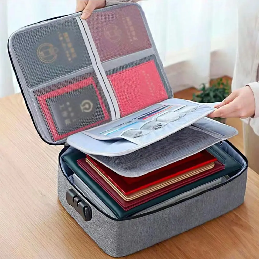 Large Capacity Multi-Layer Document Storage Bag Certificate File Organizer