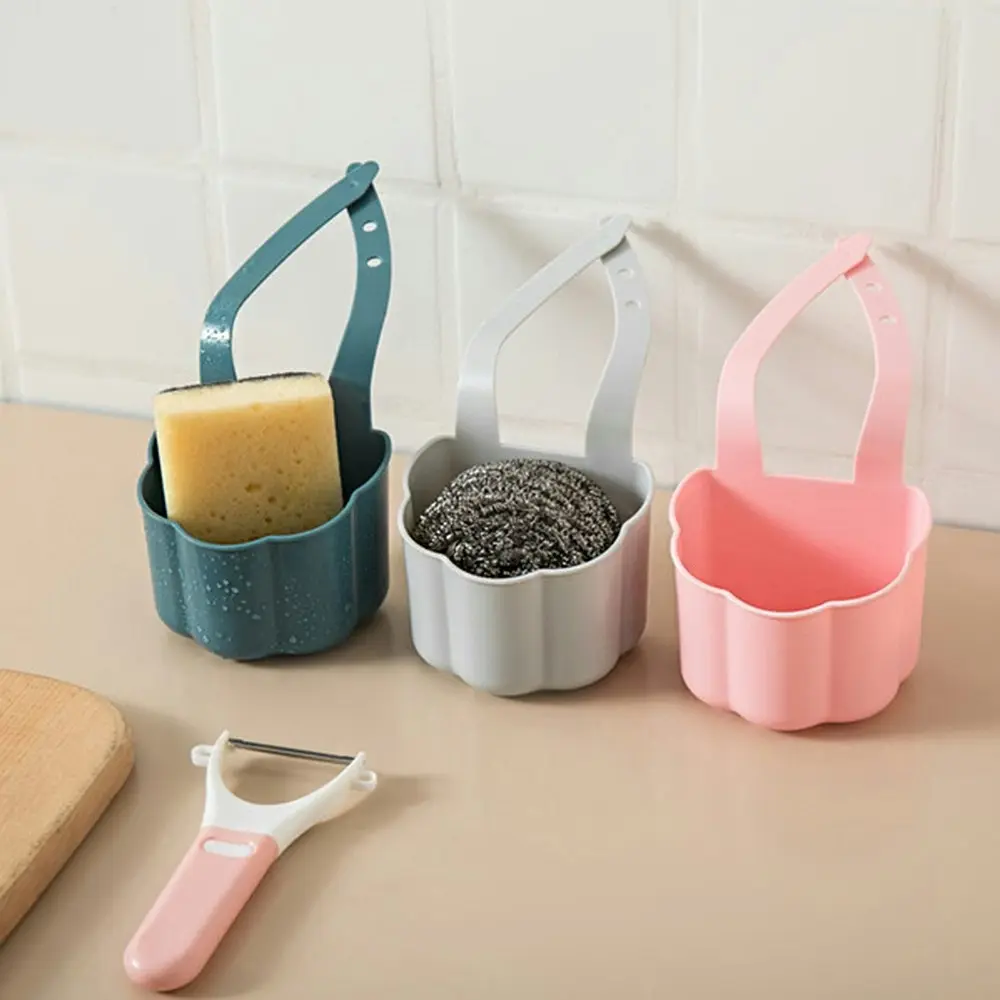 3pcs Kitchen sink drain basket hanging bag faucet sponge rack