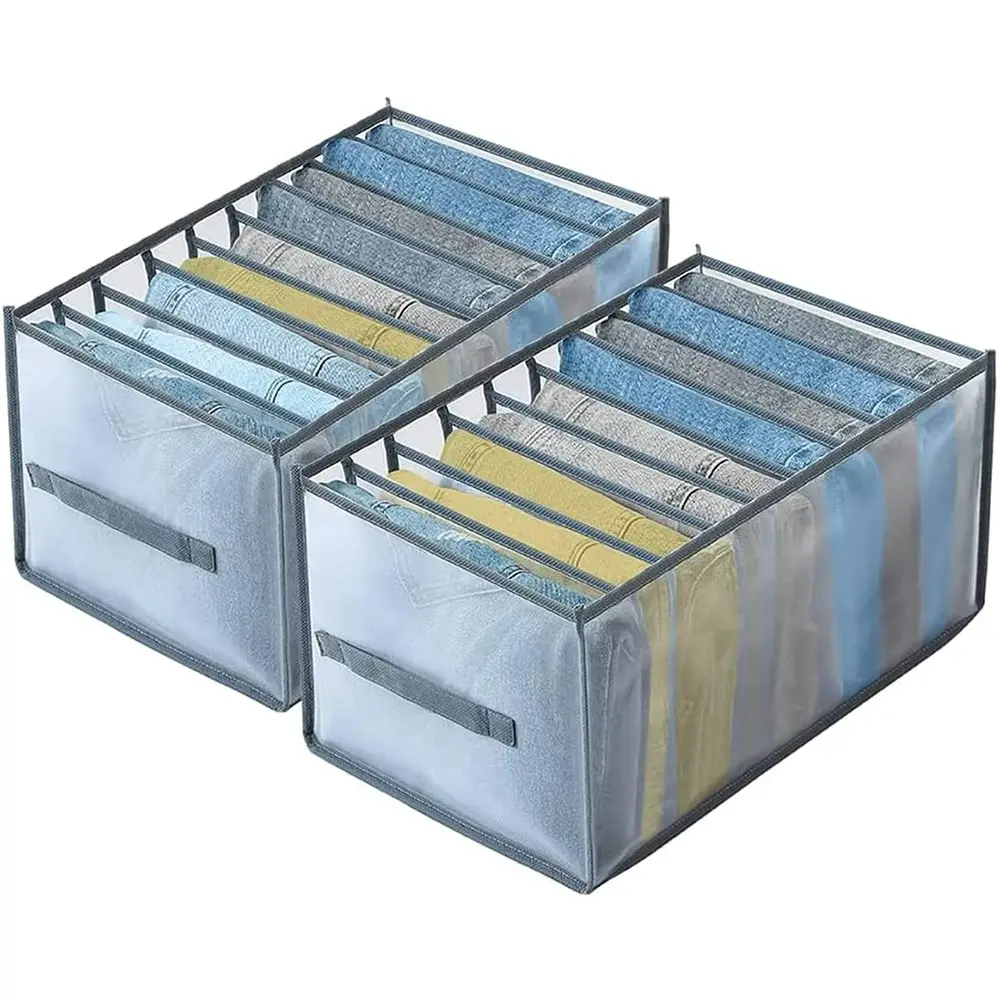 2 Pack 9 Grids Jeans Compartment Storage Box Closet Drawer Mesh Pants Organizer