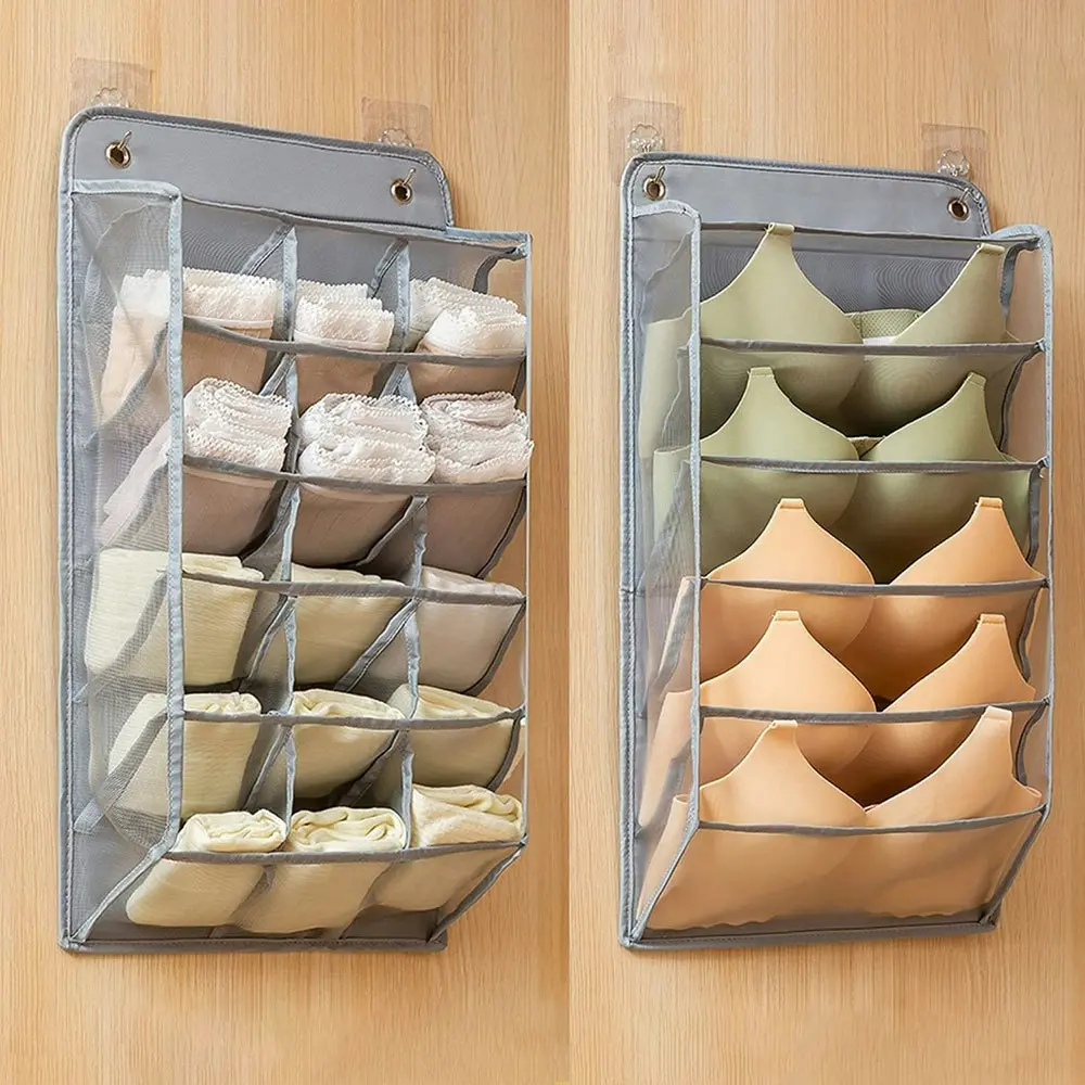 2pcs Closet Hanging Organizer Hanging Bra Organizer Wall Wardrobe Storage Bag