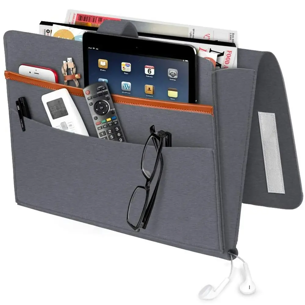 Felt Bedside Storage Bag with Pockets Convenient Bed Sofa Desk Hanging Organizer