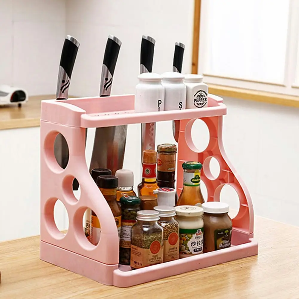 2 Tier Kitchen Storage Rack Spice Jars Bottle Stand Holder Kitchen Organizer