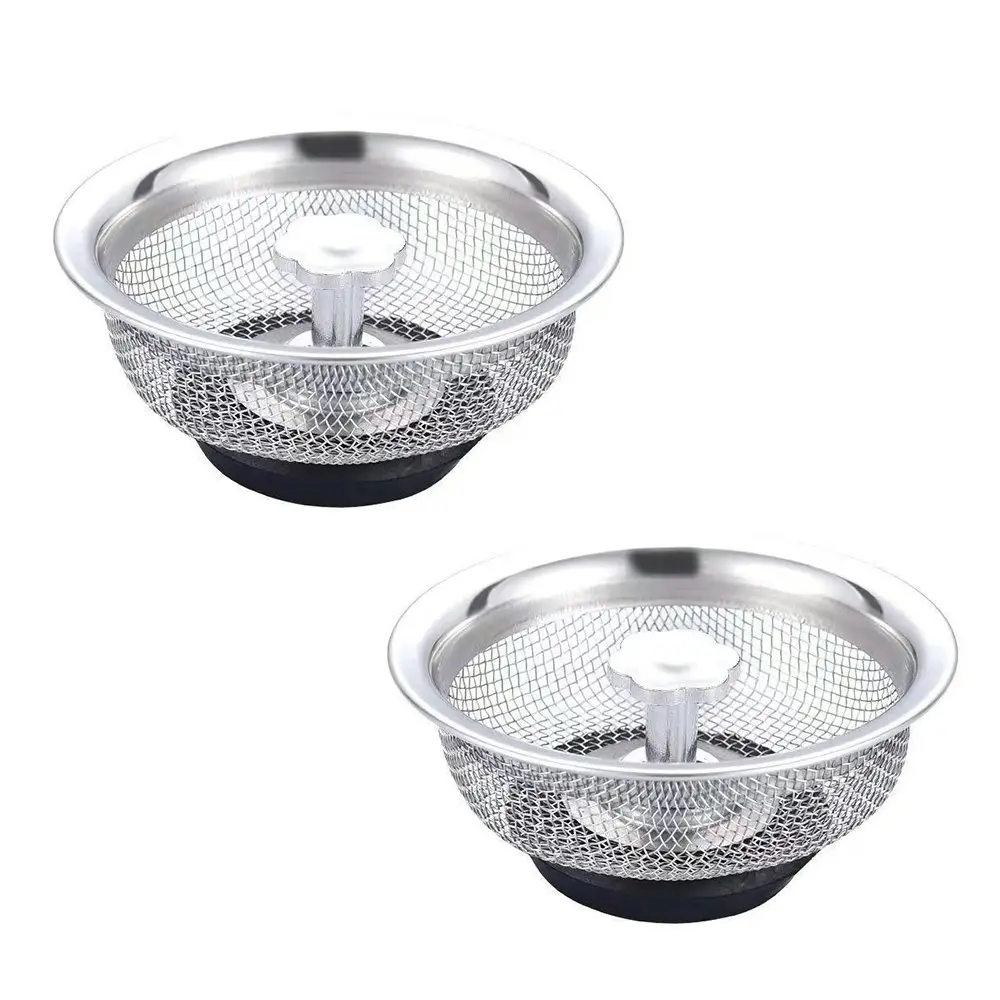 2Pcs Stainless Steel Kitchen Sink Strainer Stopper Waste Plug Sink Filter