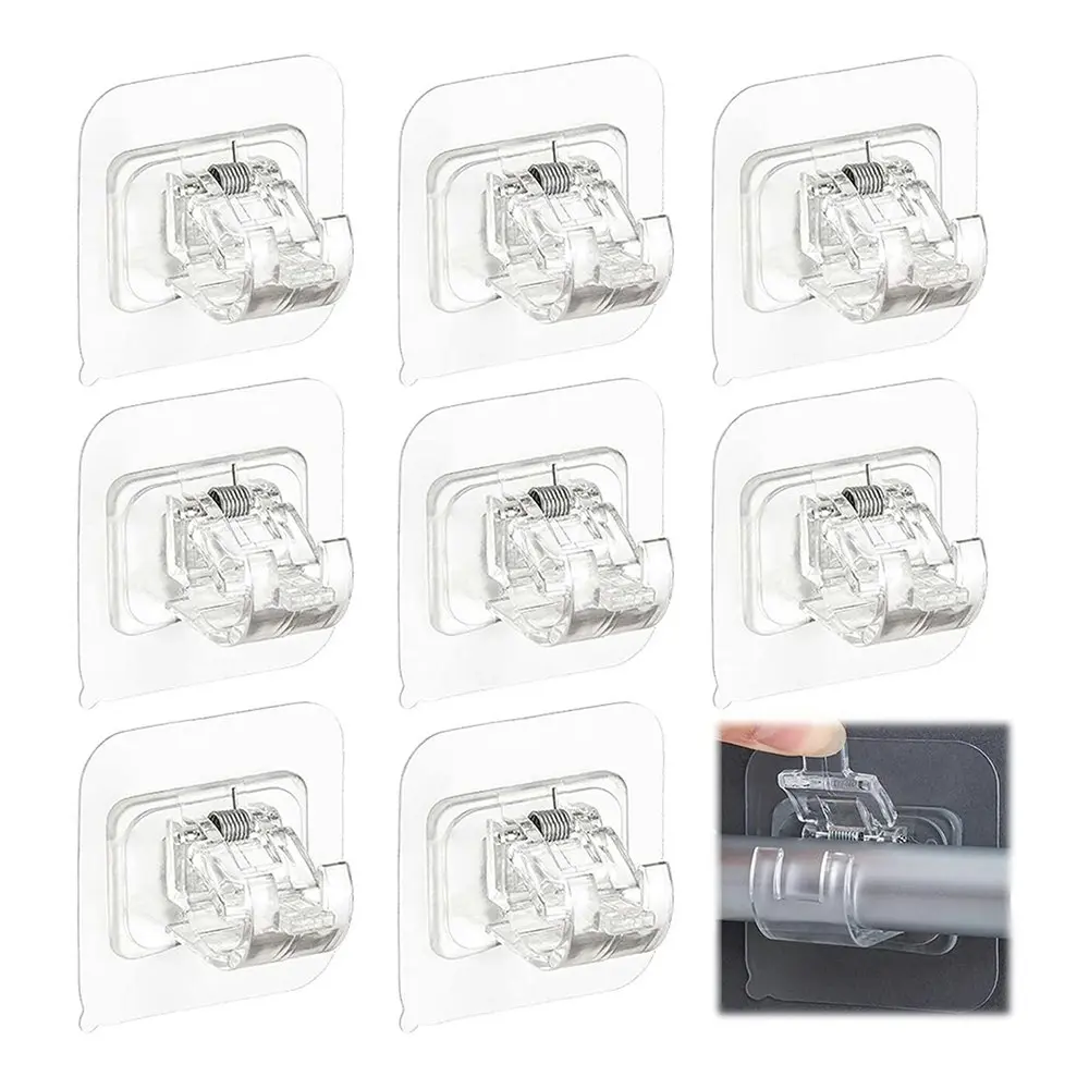 8pcs Self Adhesive Nail Free Curtain Rod Brackets Hooks