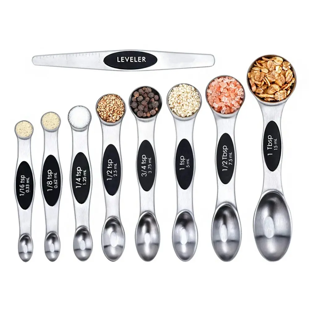 9 pack Magnetic double-headed measuring spoons baking tools stainless steel