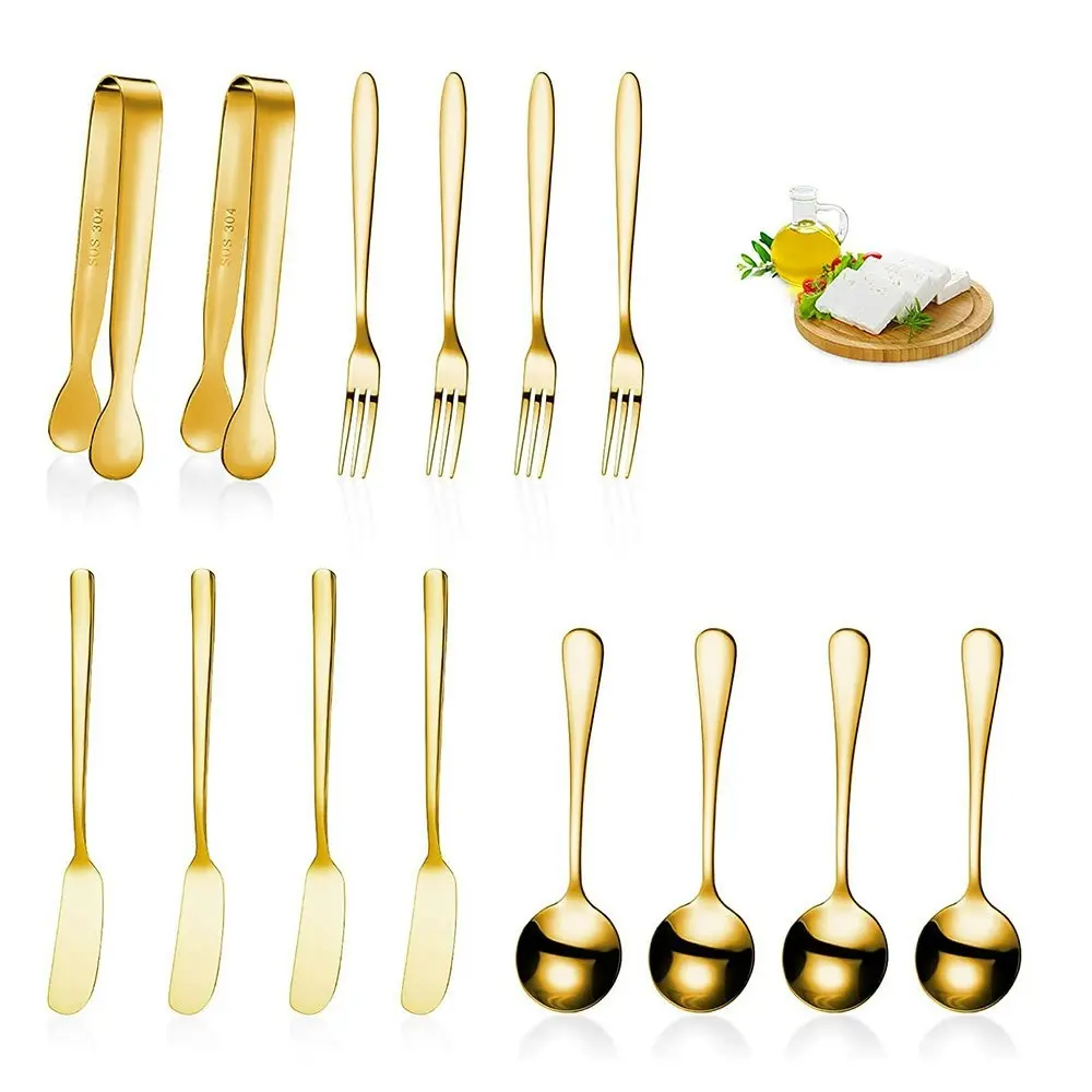 14 Pieces Cheese Butter Spreader Set Mini Serving Tongs Spoons and Forks