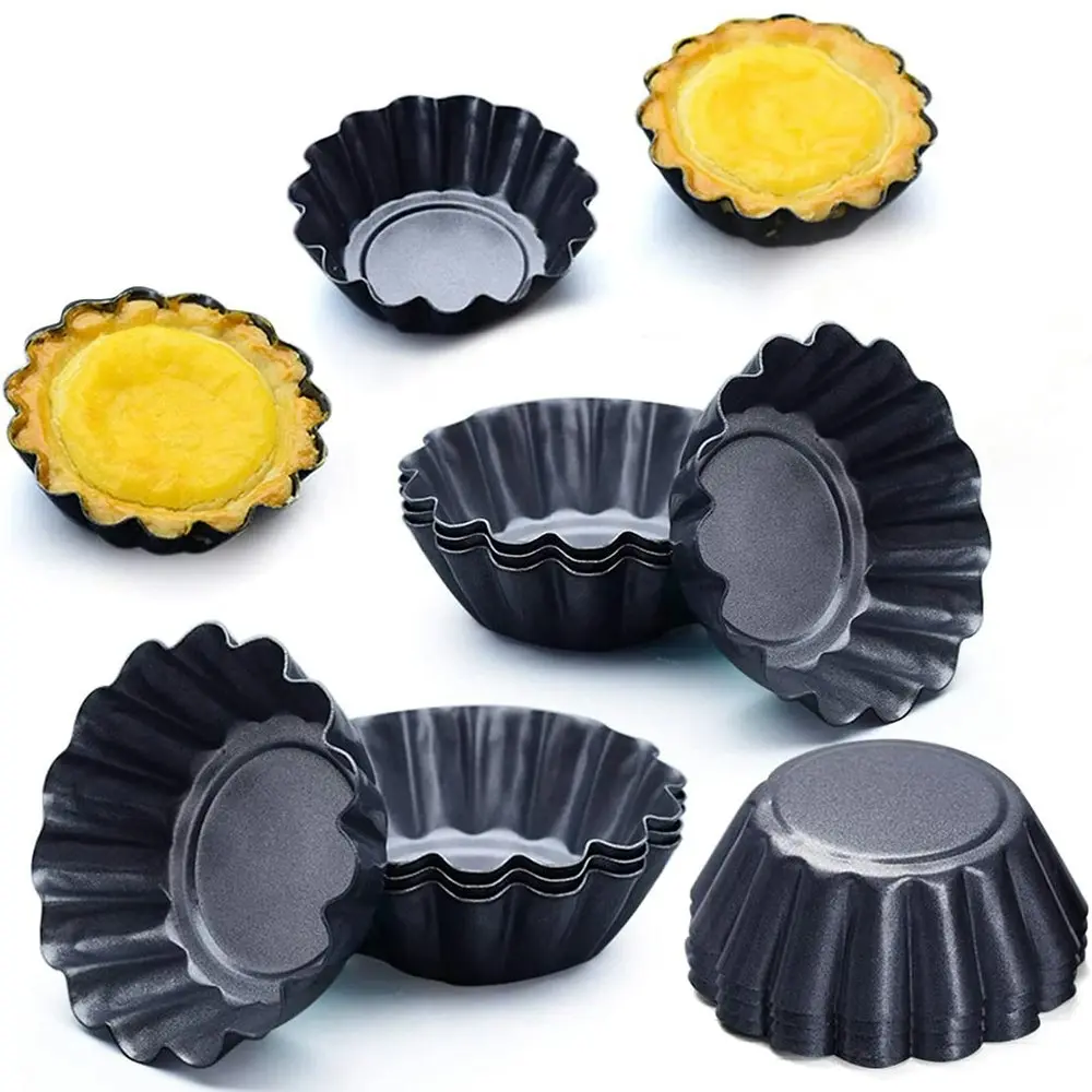 12 Pack Carbon Steel Egg Tart Mold Cake Muffin Mold Tin Pan Baking Tool