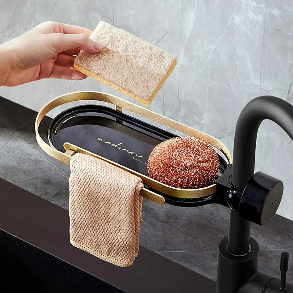 Faucet storage rack kitchen bathroom sink sponge cloth drain rack