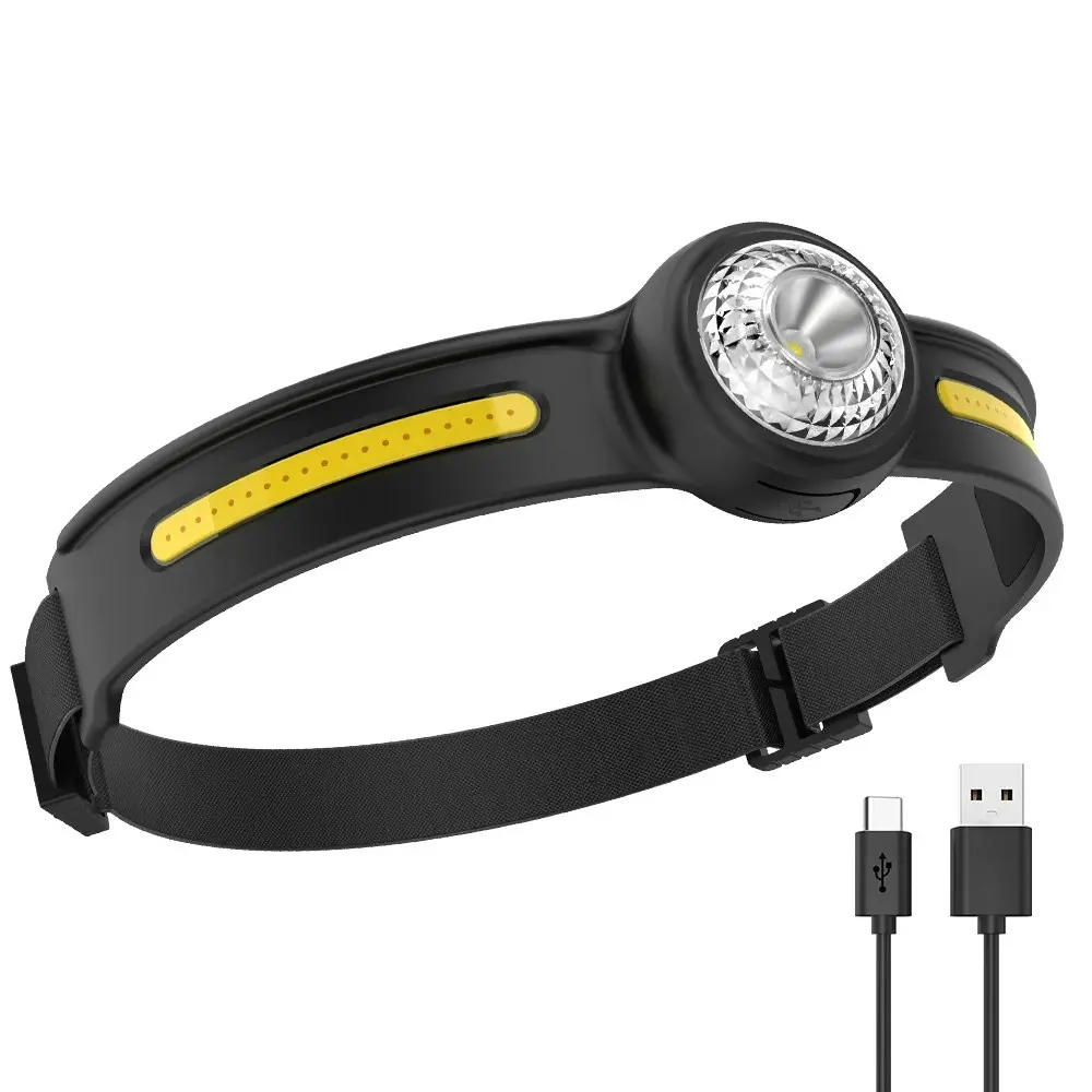 LED Mini Headlamp Type-C Rechargeable Built-in 600mAh Battery COB Headlight