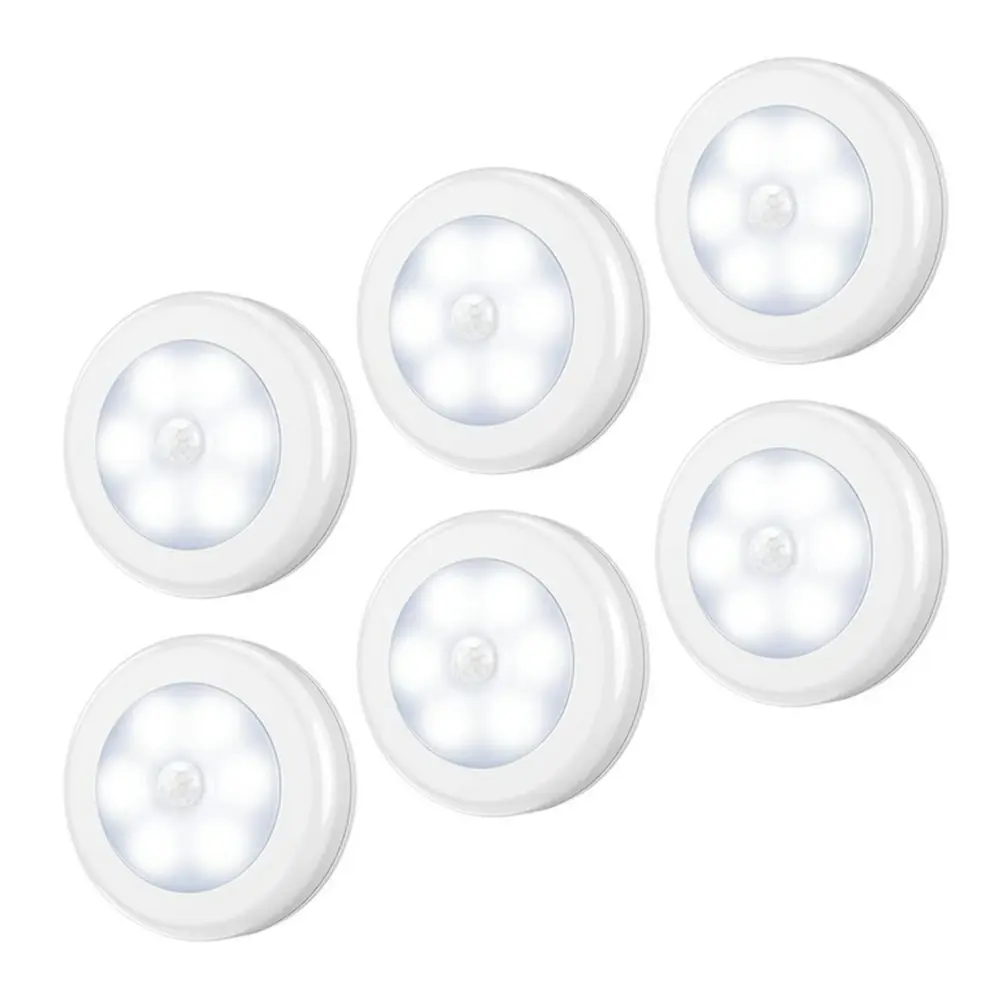 6 Pack Cordless Battery-Powered Motion Sensor Light Stair Lights Closet Lights