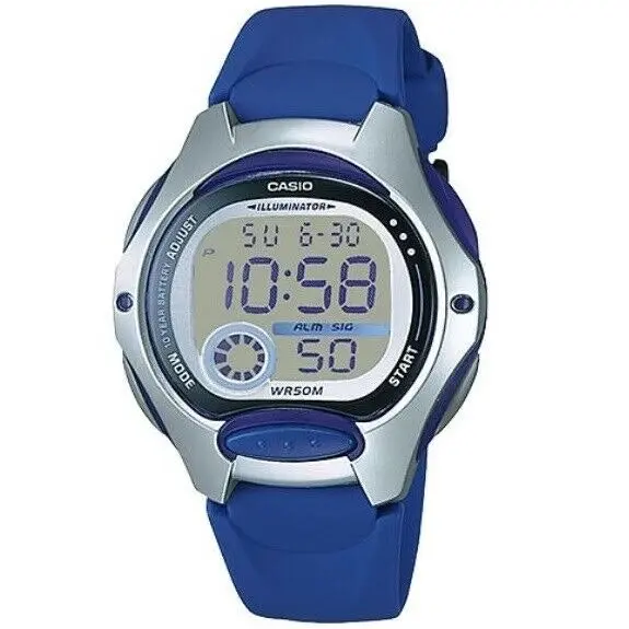 Casio LW-200-2A Silver Dark Blue Women's or Kid's 50m Digital Sports Watch