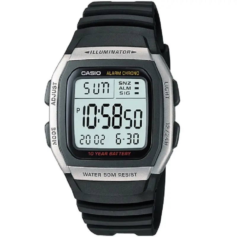 Casio W-96H-1A Silver and Black 50m Dual Time Unisex Digital Sports Watch