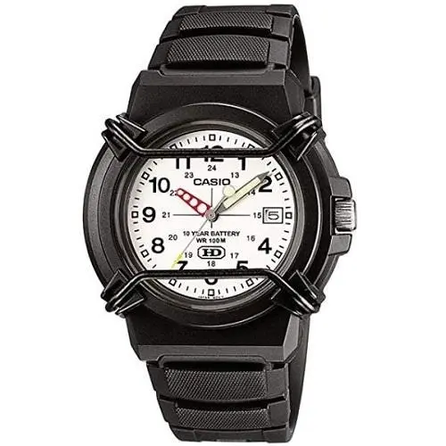 Casio HDA-600B-7BV Black White Dial Classic Quartz Analog Mens Watch