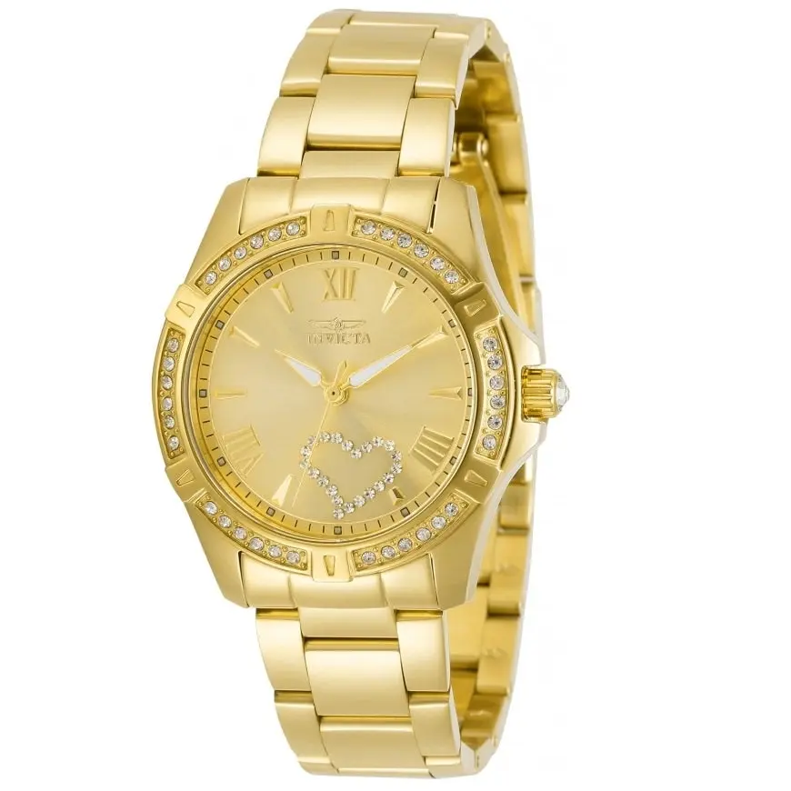 Invicta Angel Polished Yellow Gold Women's 100m Quartz Analog Dress Watch 21384