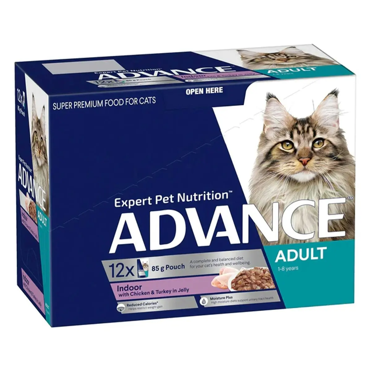 ADVANCE Indoor Adult Chicken & Turkey in Jelly Pouches Wet Cat Food (85G*12) 1 Pack