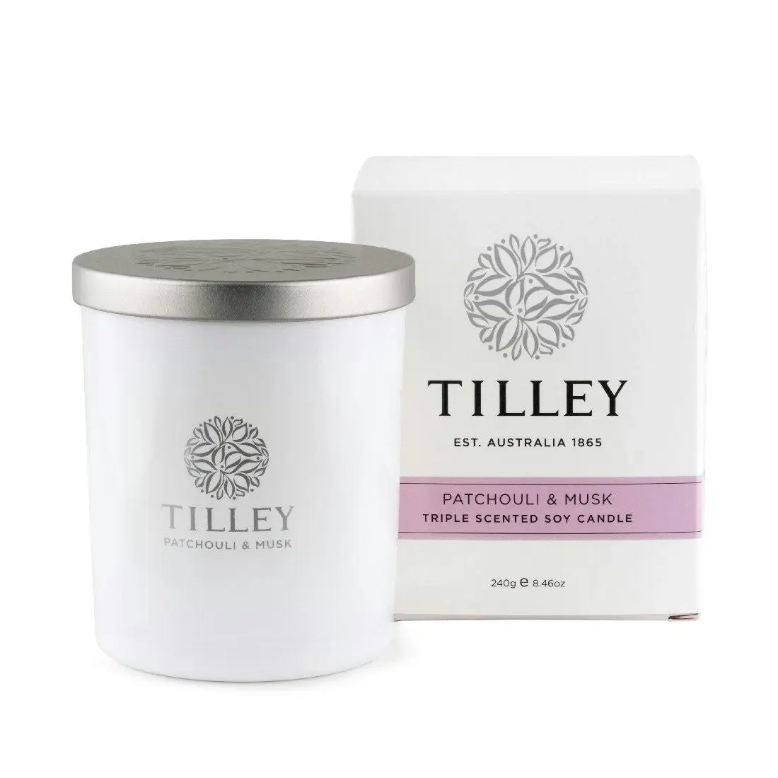 Tilley Classic White - Soy Candle 240g - Patchouli & Musk