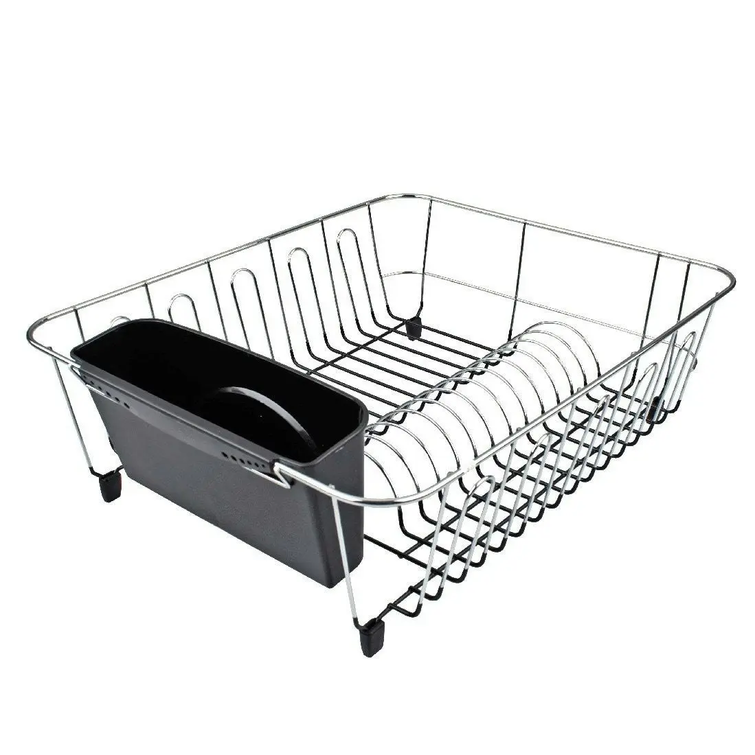 Dline Dish Drainer Large Black with Caddy 44.5 X 35.5 X 14.5cm