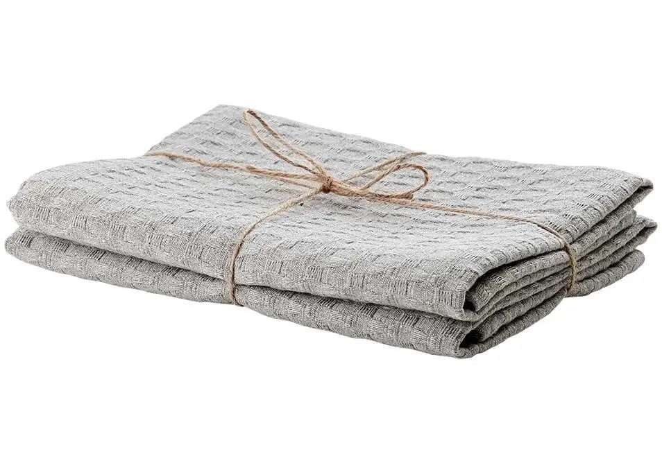 Ladelle Eco Recycled Kitchen Tea Towel 2pk- Light Grey