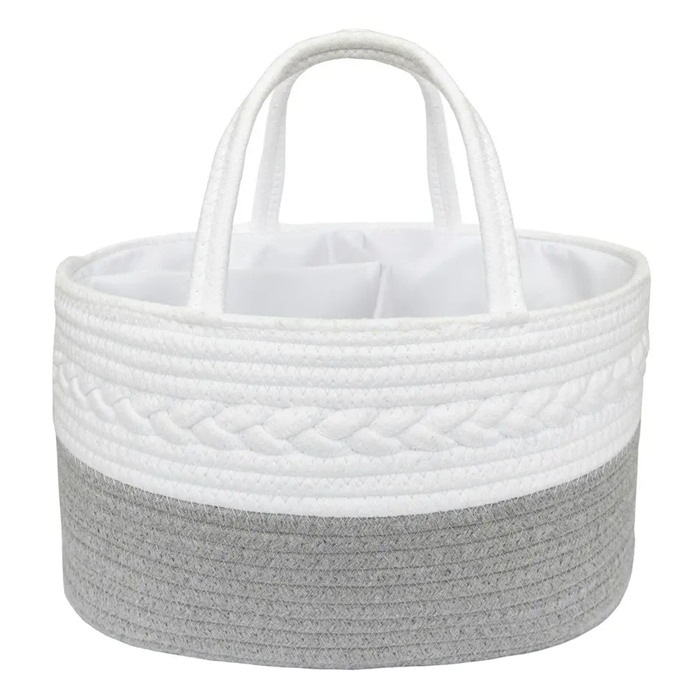 Living Textiles Cotton Rope Nappy Caddy Grey