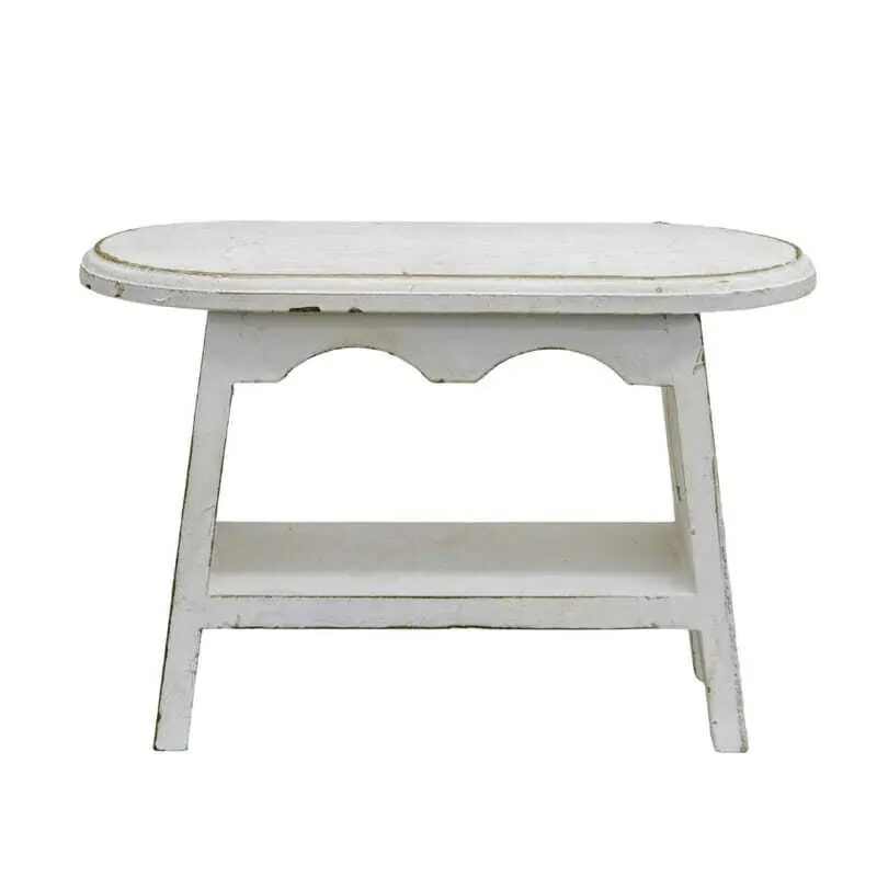 Willow & Silk Wooden 32cm White Cow Milking Stool/Side Table w/Shelf