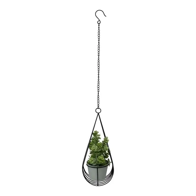 Black Hanging Cradle w/Pot & Chain Planter