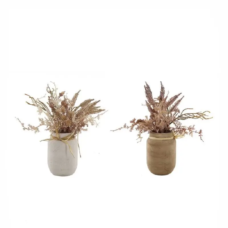 Willow & Silk Artificial 28cm Set of 2 Dried Flowers in Ceramic Pots