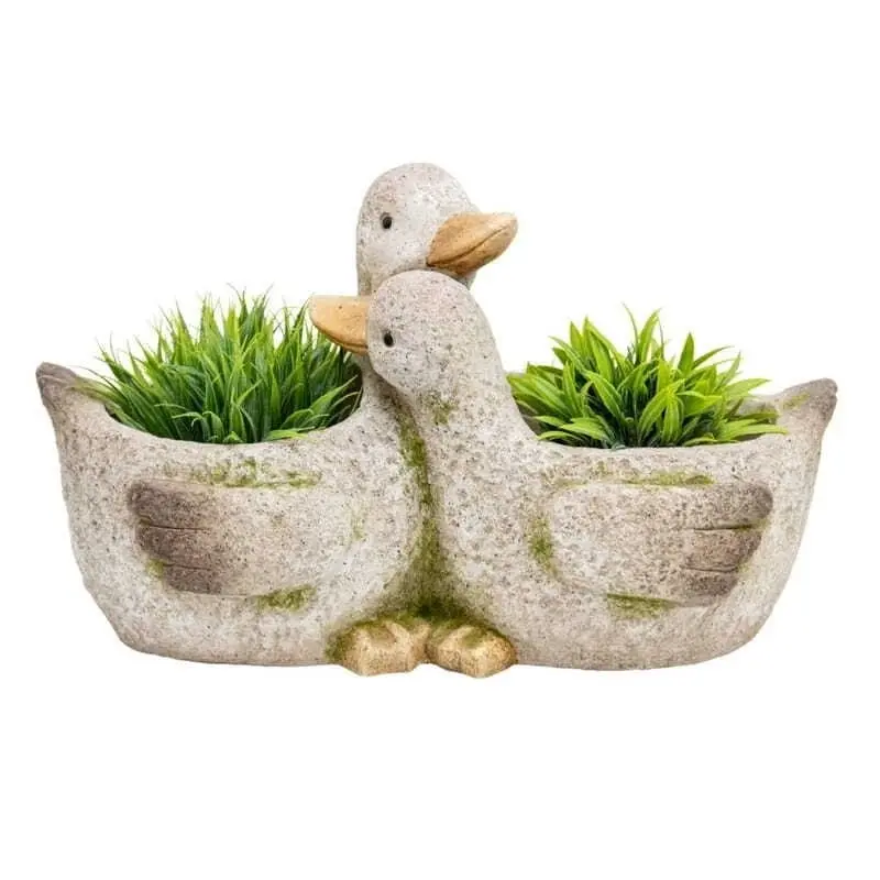 Animal Pot Cuddling Ducks Planter