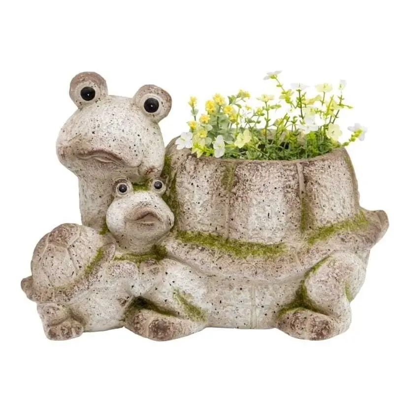 Willow & Silk Magnesium 38cm Tortoise with Baby Garden Pot/Planter