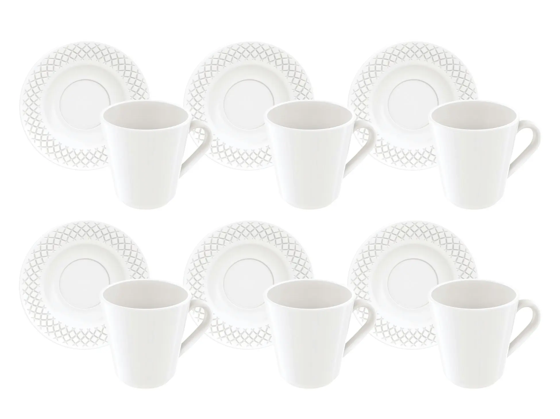 Tramontina Ingird 12-Piece Set of Decorated Porcelain Coffee Cups and Saucers, 70 ml