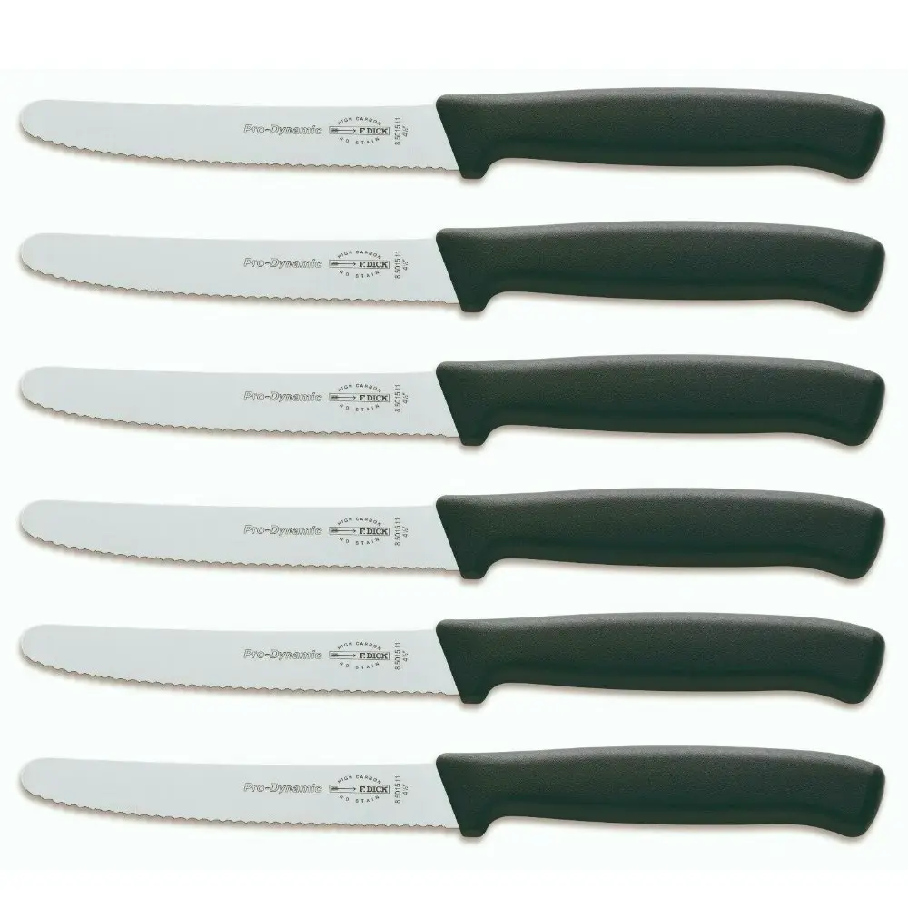 F DICK Fdick Micro Serrated Utility Steak Knives Knife Tomato Black X 6