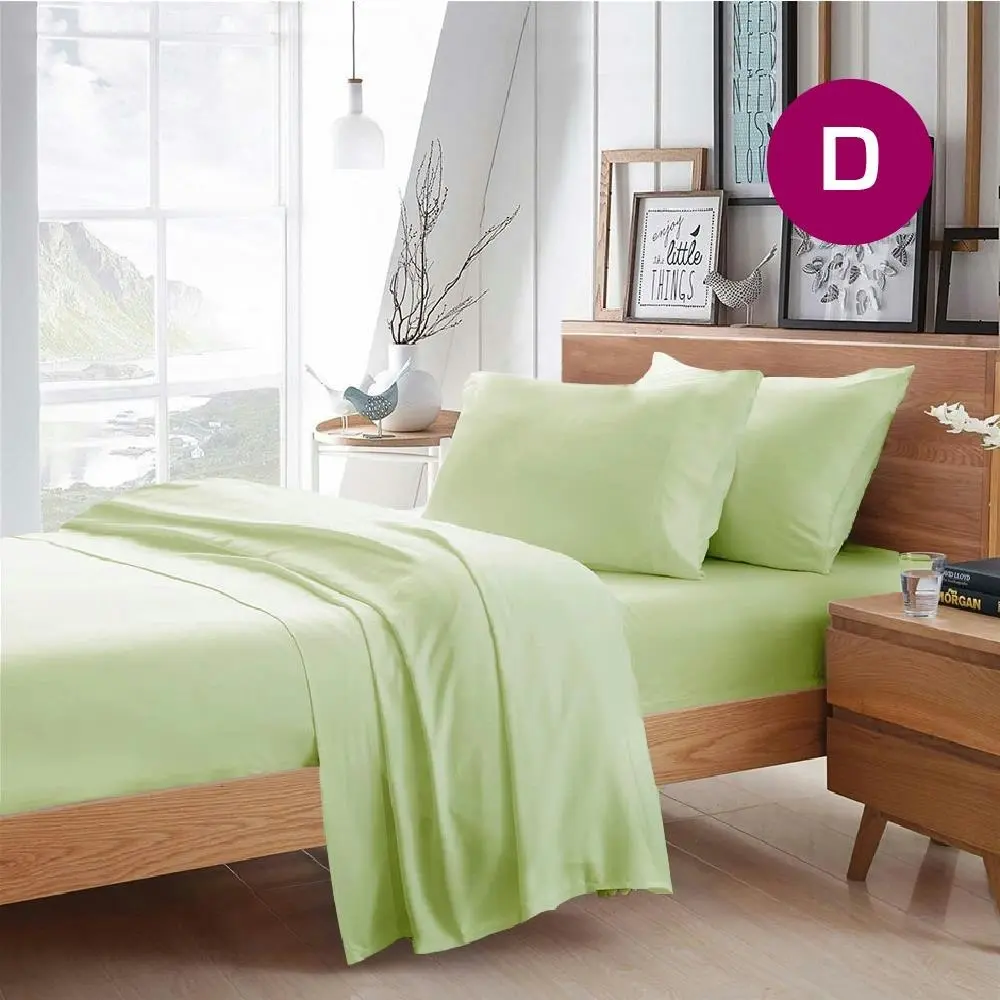 Double Size Pistachio Color Poly Cotton Fitted Sheet Flat Sheet Pillowcase Sheet Set