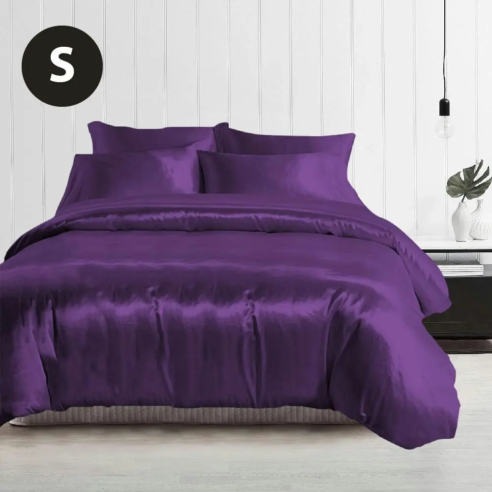 Silky Feel Quilt Cover Set-Purple