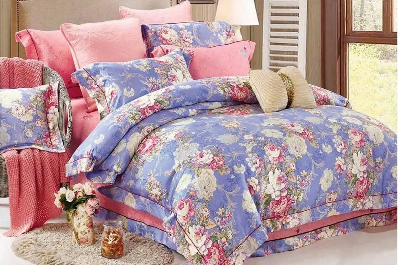 Flora Blue Design Quilt Cover Set