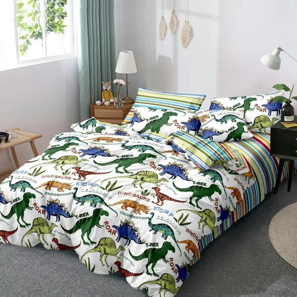 Dinosaur Park Design Kids/Boys/Girls Quilt/Duvet/Doona Cover Set